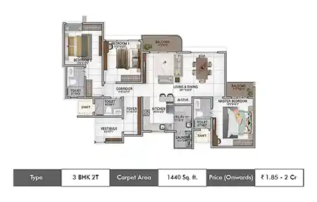 3 BHK-1440 SqFt
