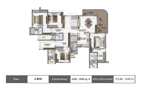 4 BHK 2500-3000 SqFt